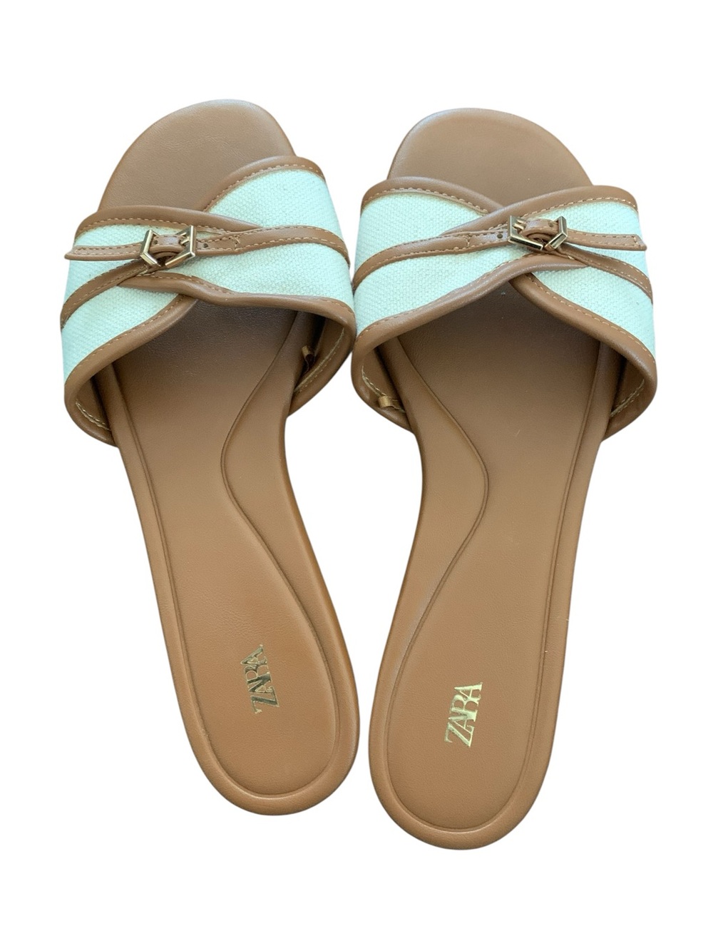 ZARA Tan & Beige Sandal Slides Size 37